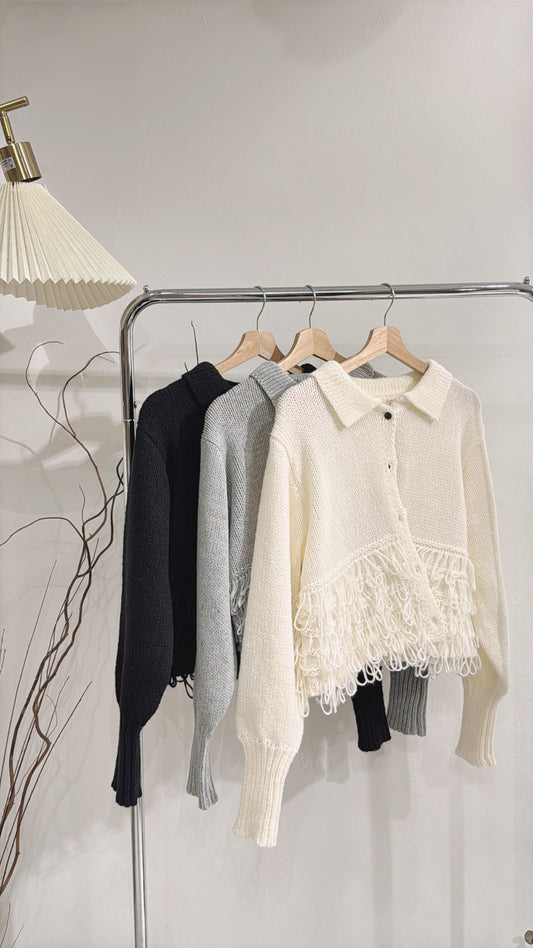 [ 現貨 / 預訂 ⋆𐙚 ̊ ] looped hem cardigan / 3 colors
