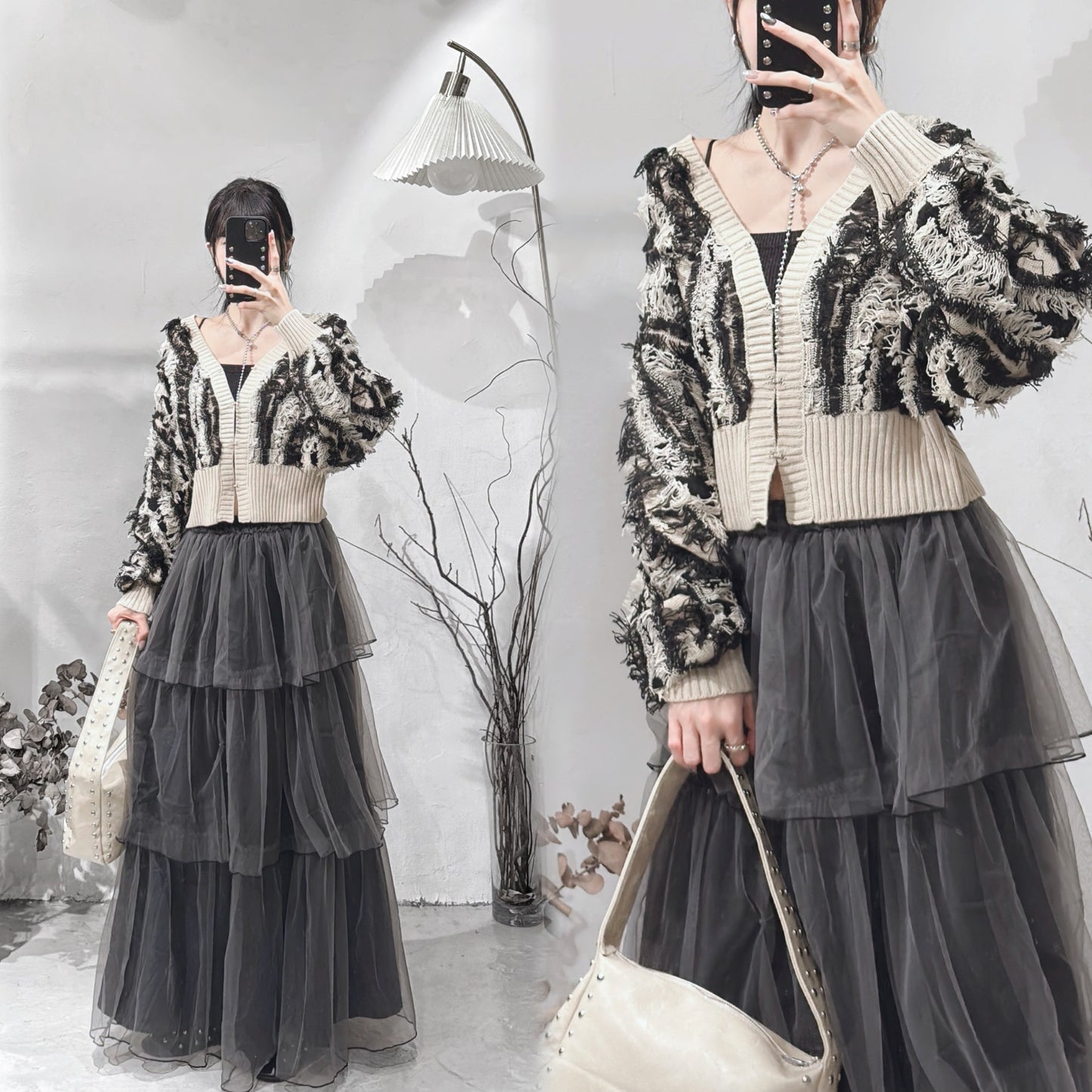 [ 現貨 ˚.🎀༘⋆] [ 限量！完售即止！] fringed outer / mix-color