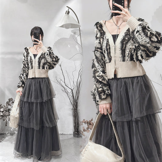 [ 現貨 ˚.🎀༘⋆] [ 限量！完售即止！] fringed outer / mix-color