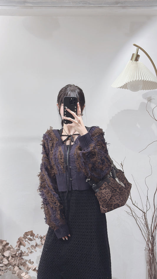 [ 現貨在途 ˚.🎀༘⋆] [ 限量！完售即止！] fringed outer / brown