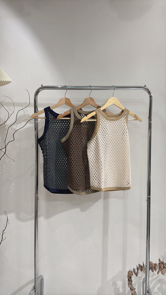 [ 現貨 / 預訂  ₊˚⊹♡ ] Bicolor Mesh Top / 3 colors