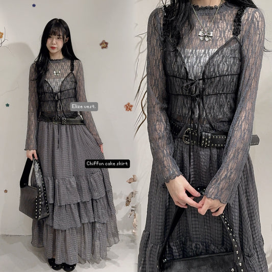 [ 12-14/3 首批價 $108 ⋆✴︎˚｡⋆！] [ 有彈性！] lace round neck top / 3 colors