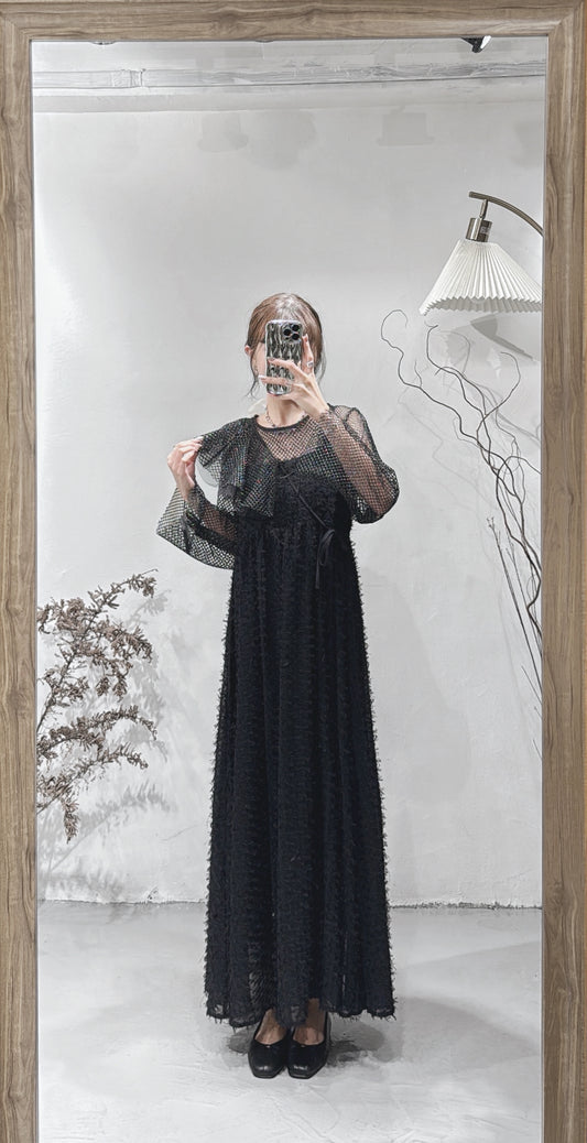[ 超多穿法！附送多用途巾！] Parley net top / black