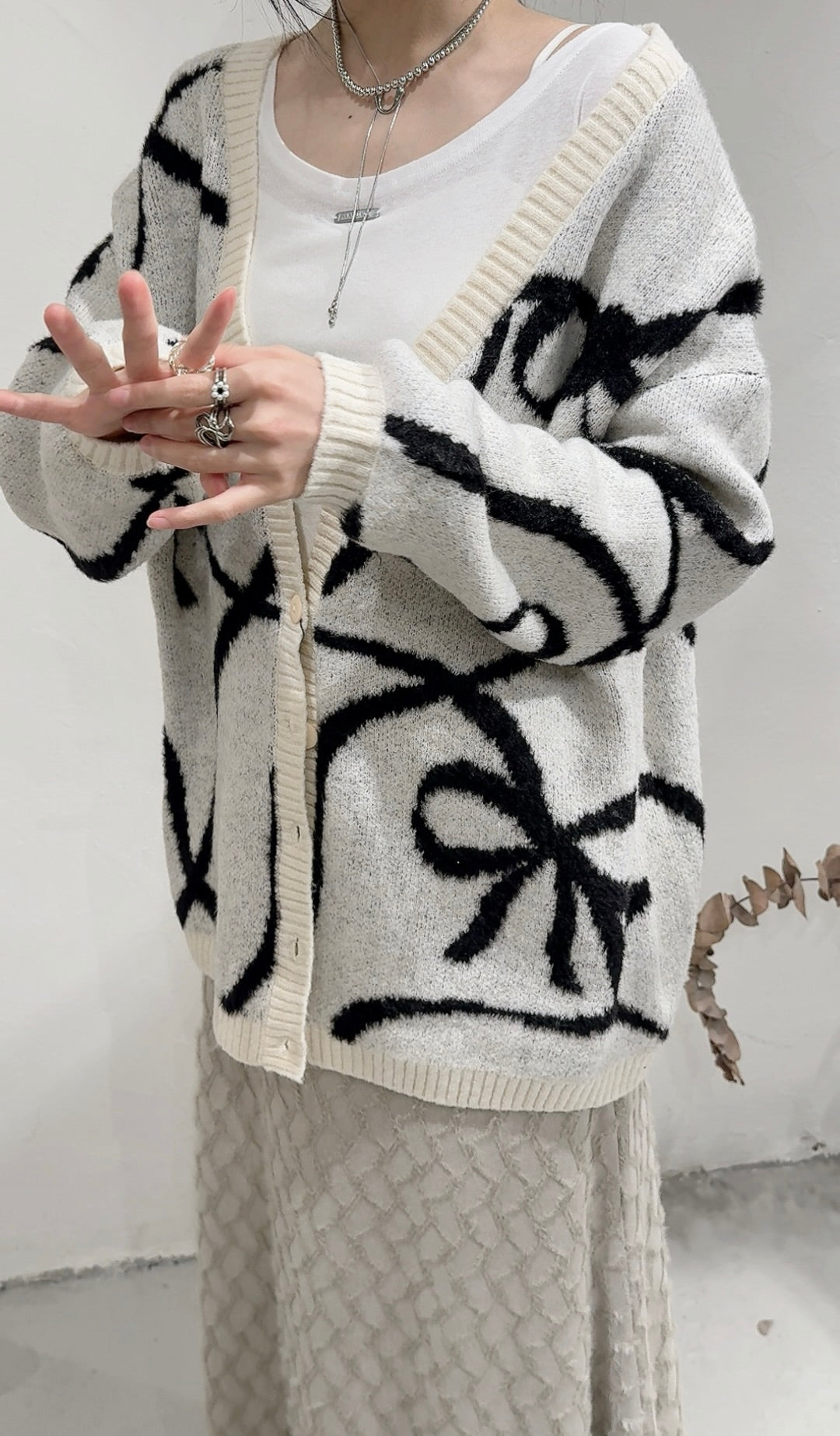 [ 限量現貨！⋆𐙚 ̊ ] Big ribbon cardigan / white