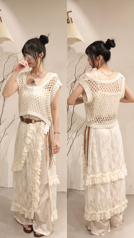 [ 現貨/ 預訂 📑𓂂˚˟ ] must have 🤍 lace ruffle ops / beige