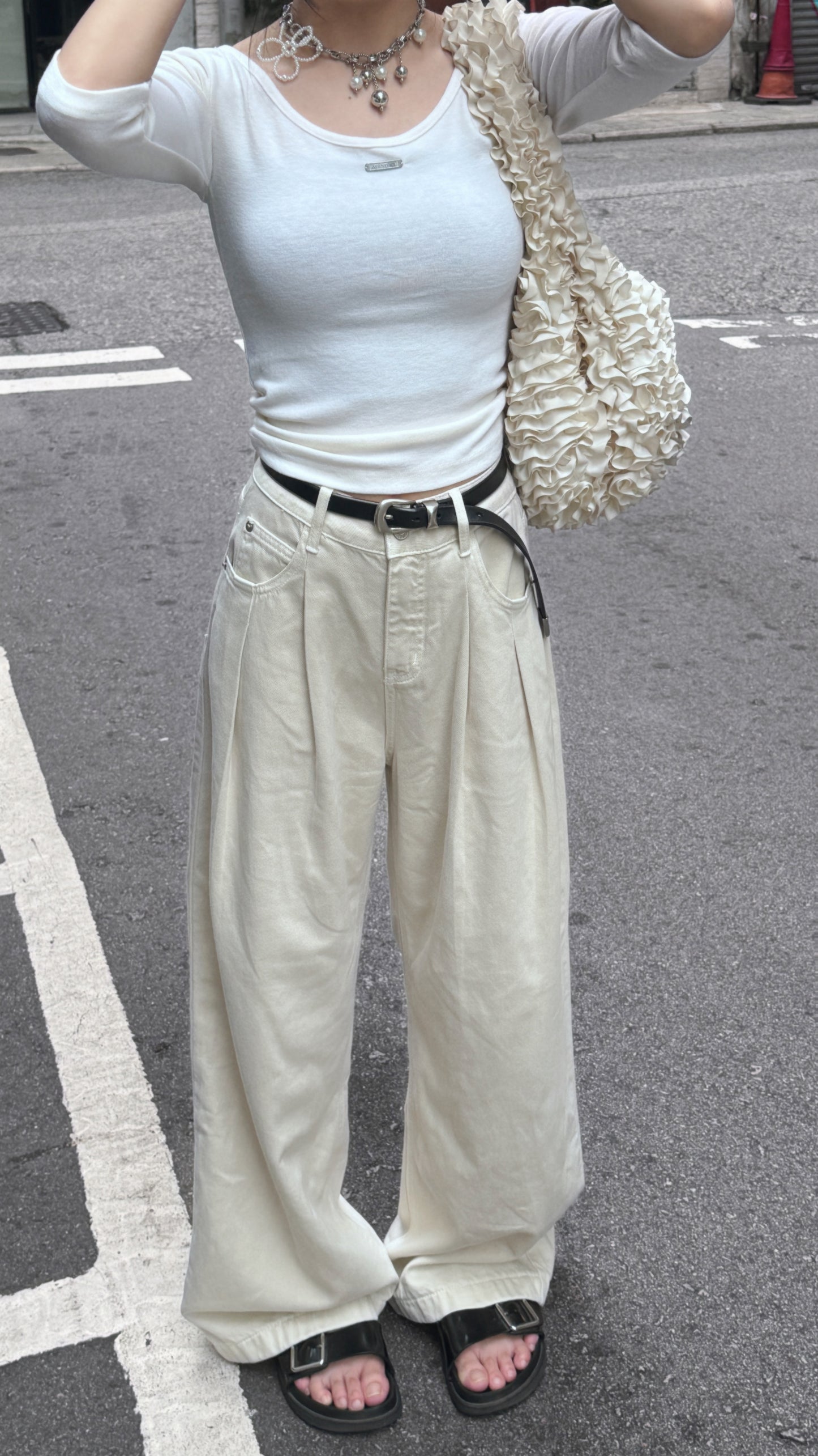 [ 預訂.˚‧💭][ 完美的米白色牛仔褲！] Ann denim jeans / cream