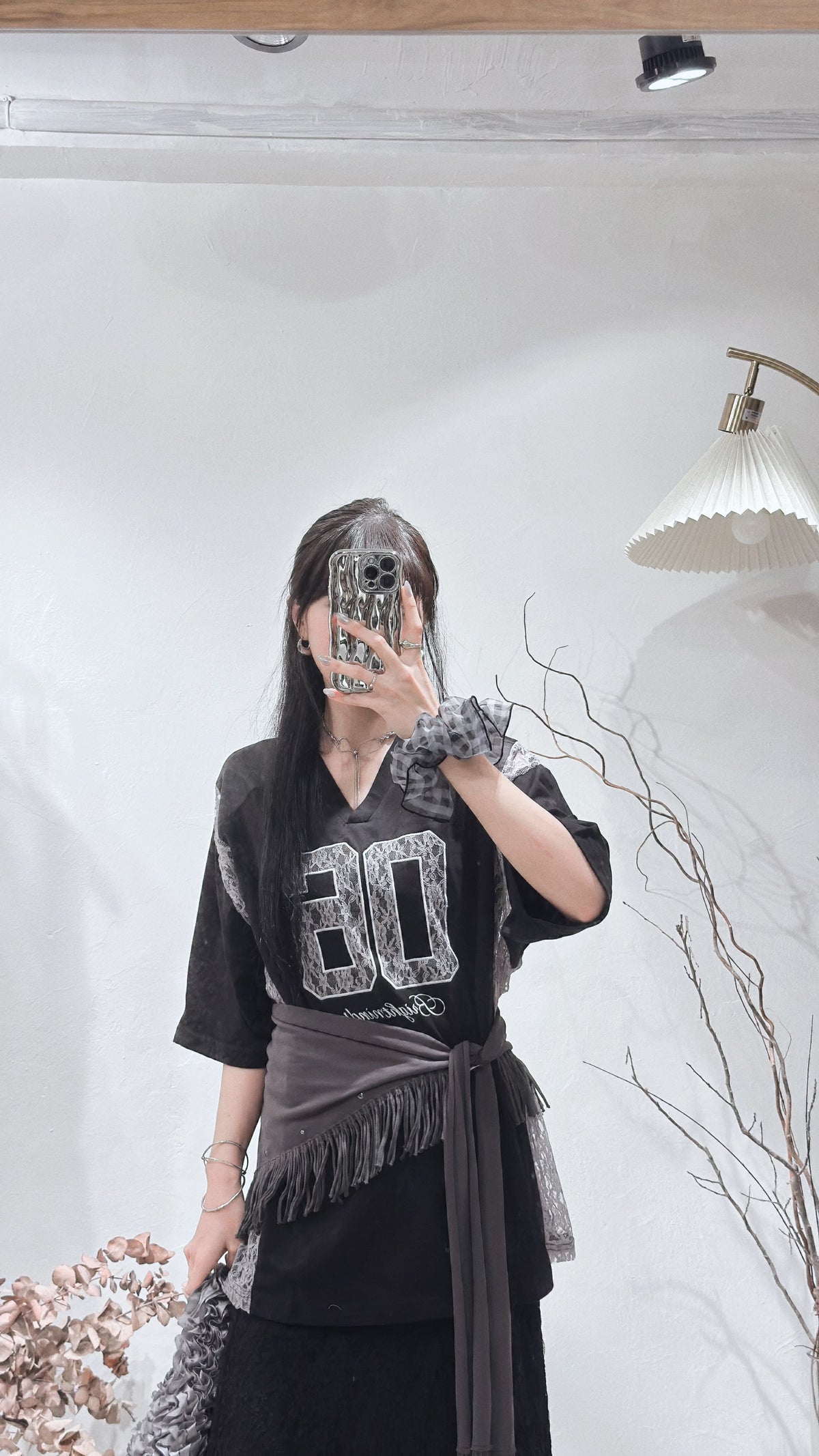 [ 預訂 🪽⋆ ] Lace Spliced Jersey Tee / black