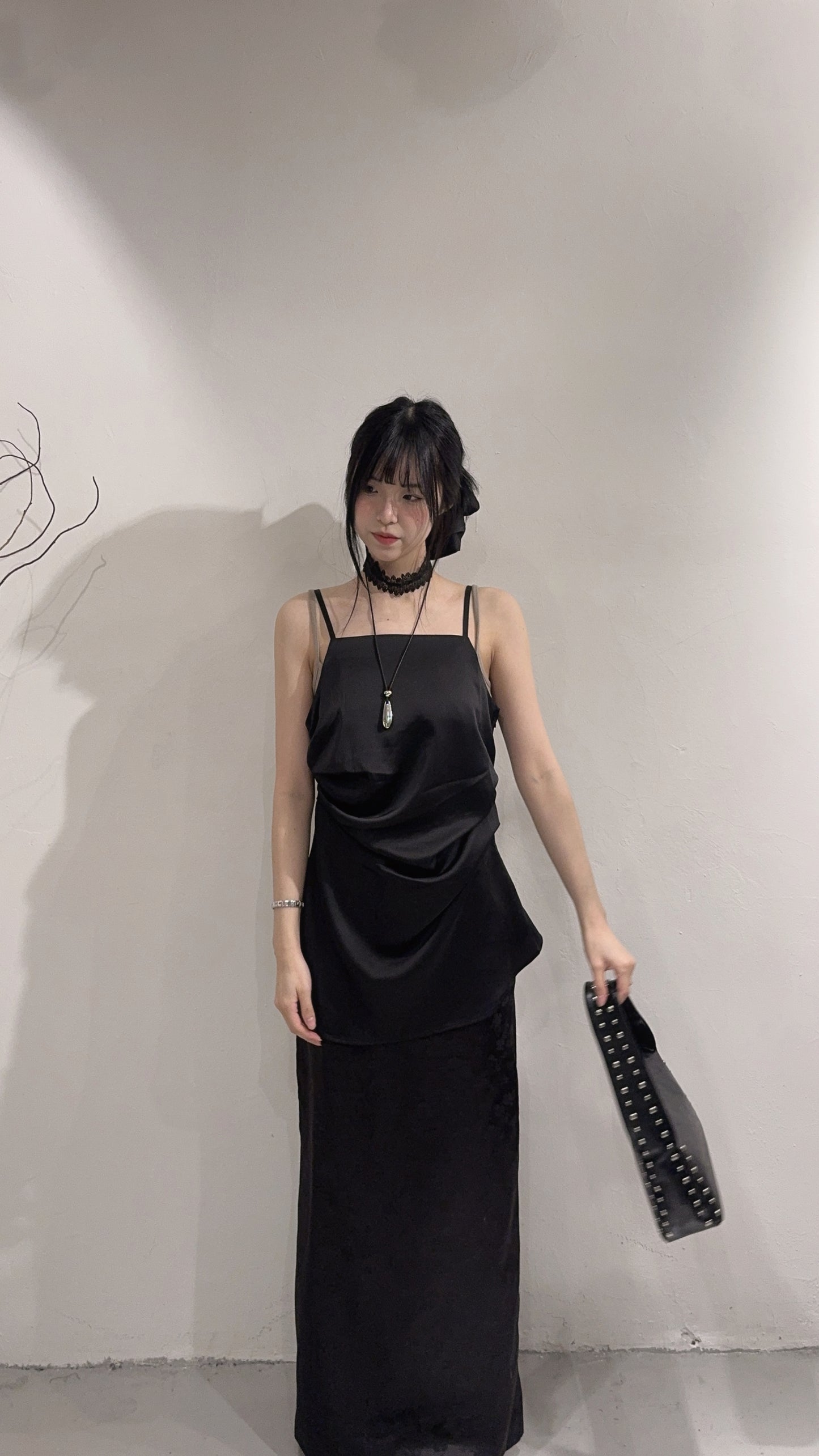 [ 現貨 / 預訂  ₊˚⊹♡ ] satin vest [ with scrunchie ] / 2 colors