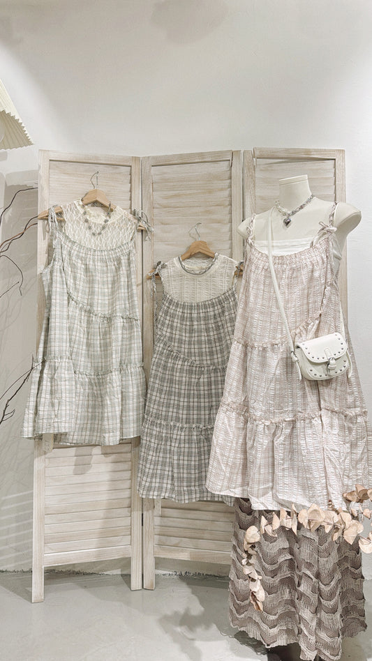 [ 奶油色 ˚⊹♡ ] checkered ops / 3 colors