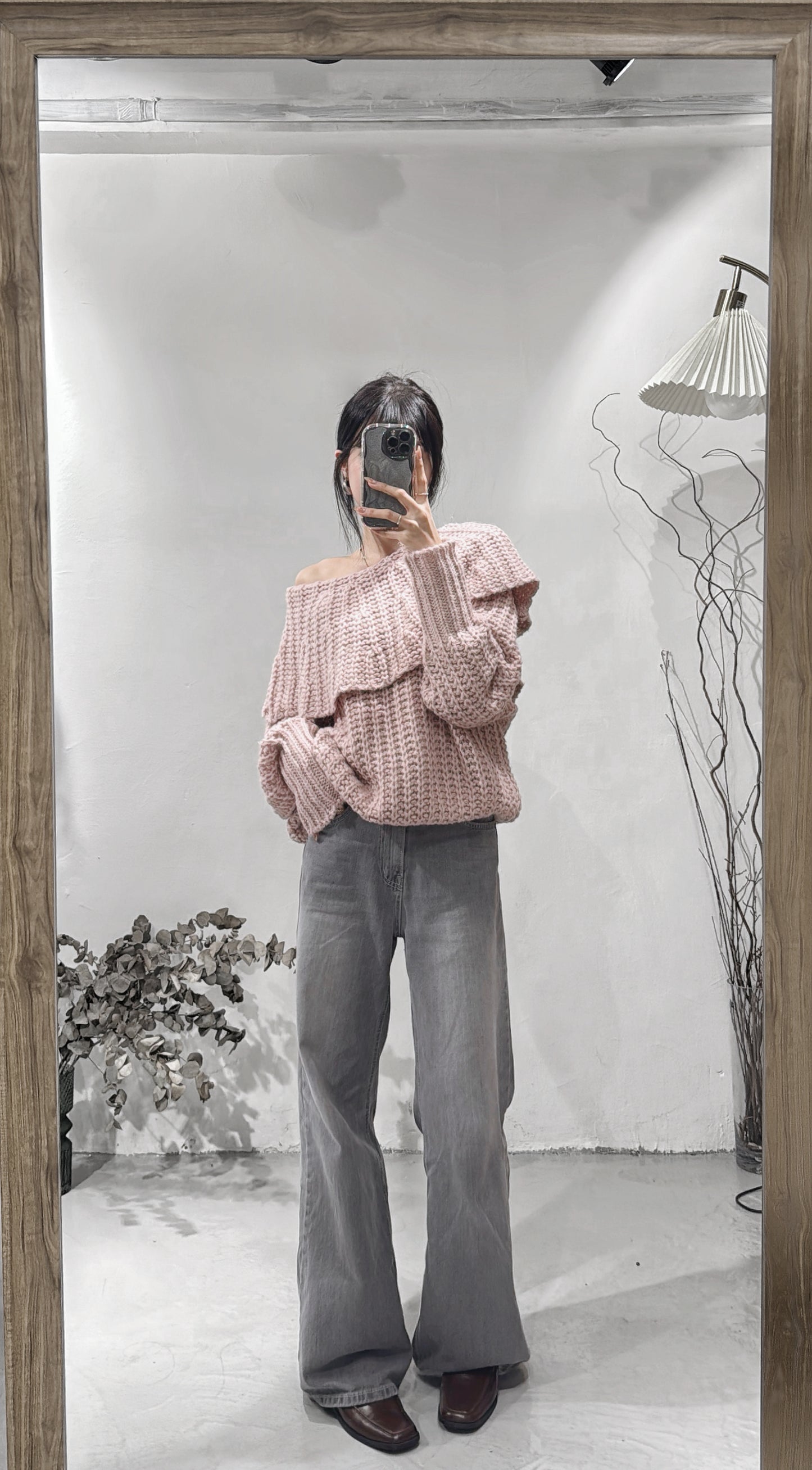 [ spring is coming 💮 ] Alpaca off shoulder knit / pink