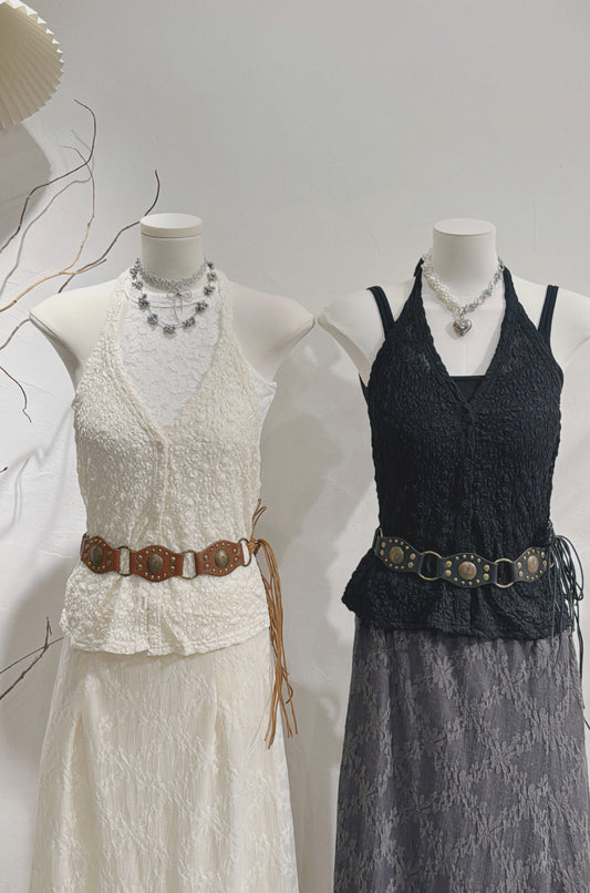 [ 現貨 / 預訂🪽⋆ ] flower lace halter bustier • 2 colors