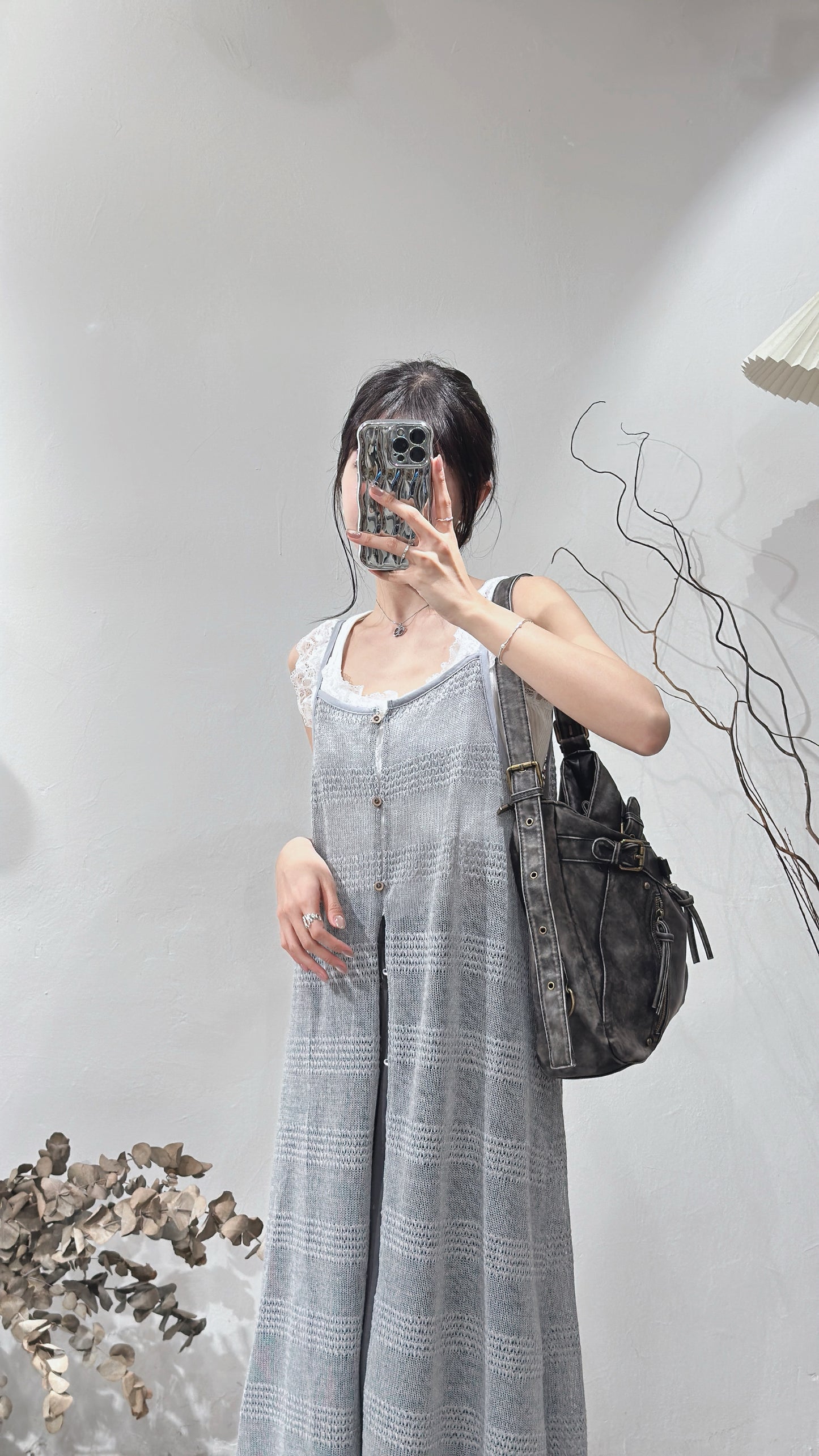 [預訂] Striped knit ops / grey