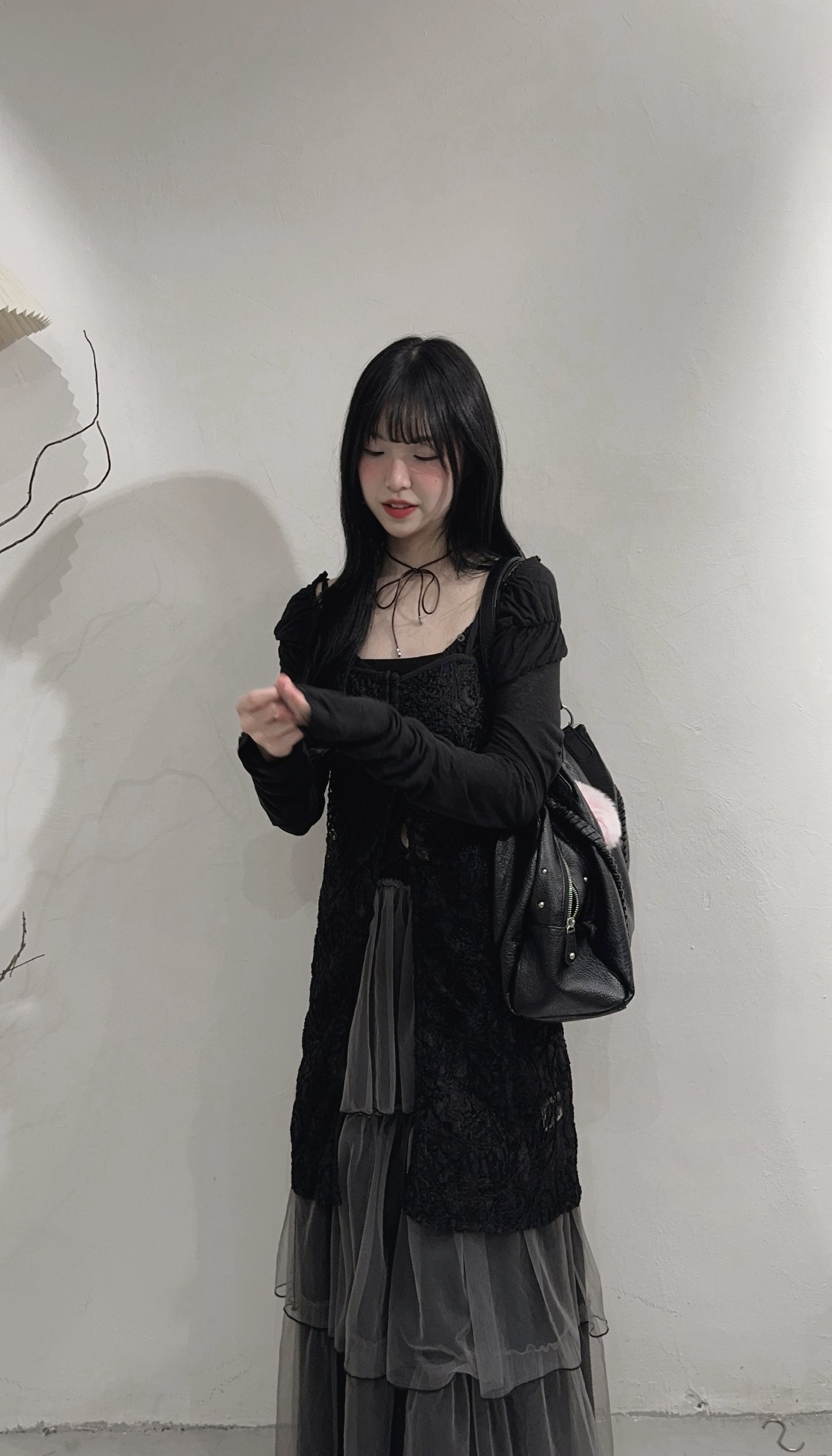 [ ⋆𐙚 ̊. 現貨 ] Lace cami ops / black