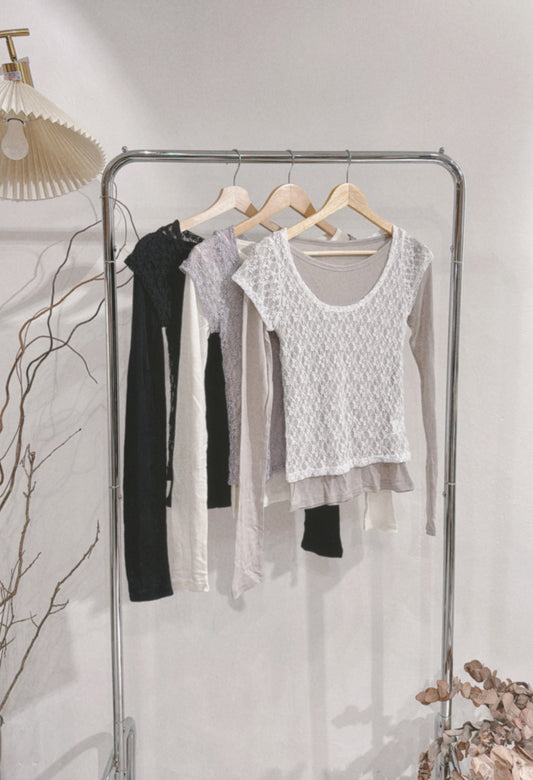 [ 預訂  ༠°◞✭ ゛] ［ 一套兩件 ] lace long sleeve set • 3 colors