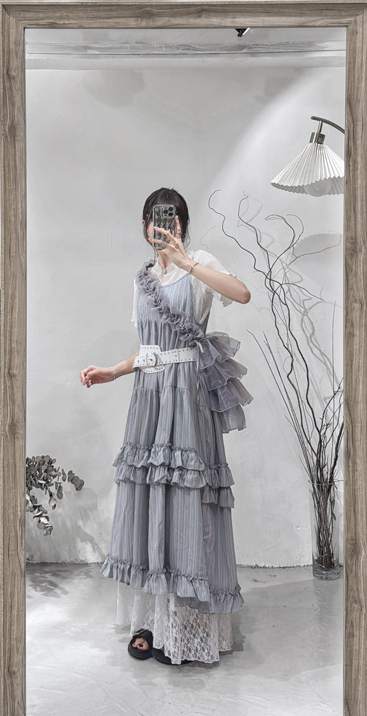[ 現貨/預訂⋆⭒˚.⋆ ] cake layered ops / grey-blue
