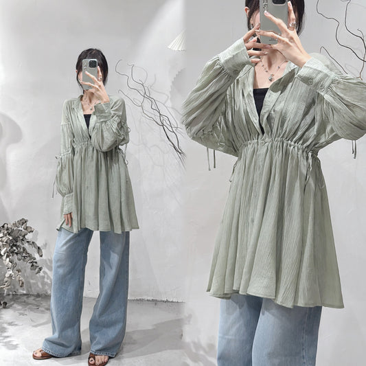 [ 現貨/預訂 ] Tied blouse / green