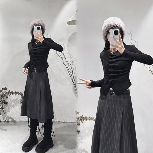 [ new year picks! 🧧 ] ruffle shirring top / black