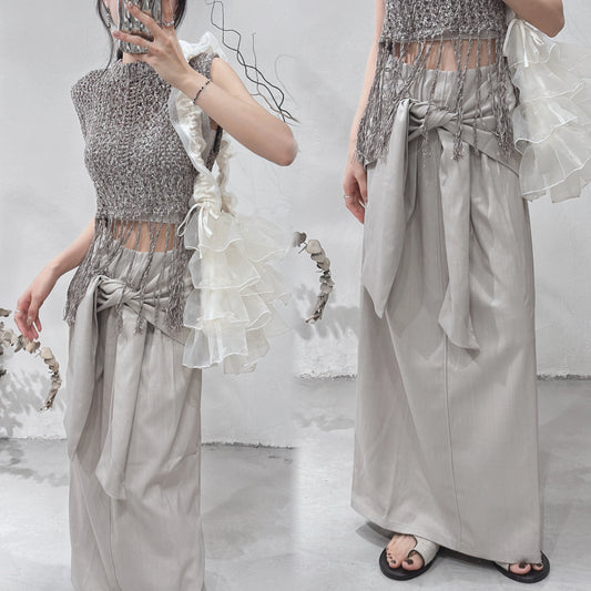 [ 現貨/預訂 ] front tied skirt / ivory