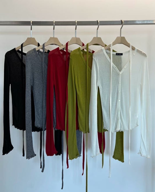 [ 預訂  📷 ༘ ⋆｡ ˚ ] wool see through cardigan / 5 colors