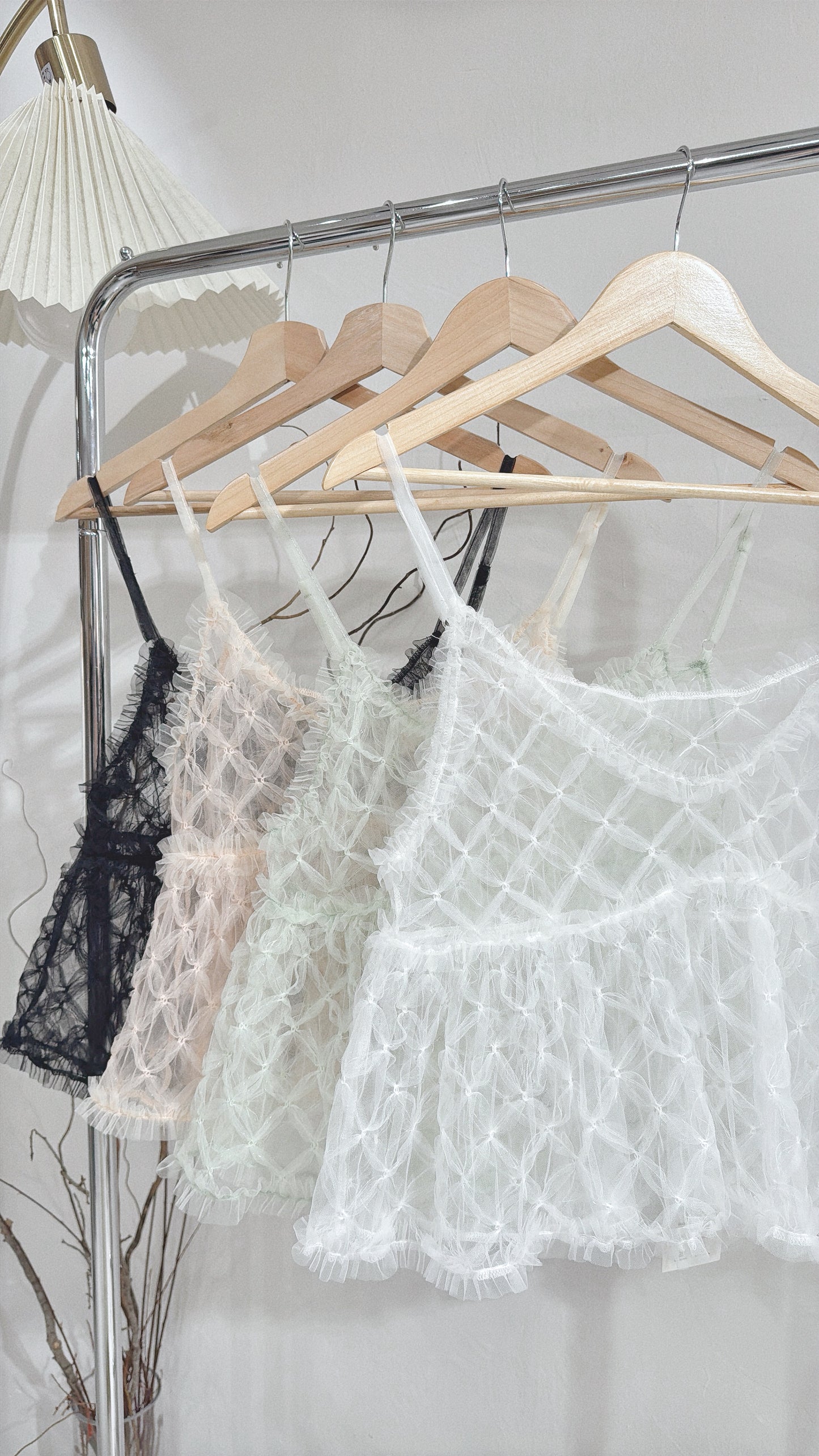 [ .𖥔 布料超美！] diamond mesh cami / 4 colors
