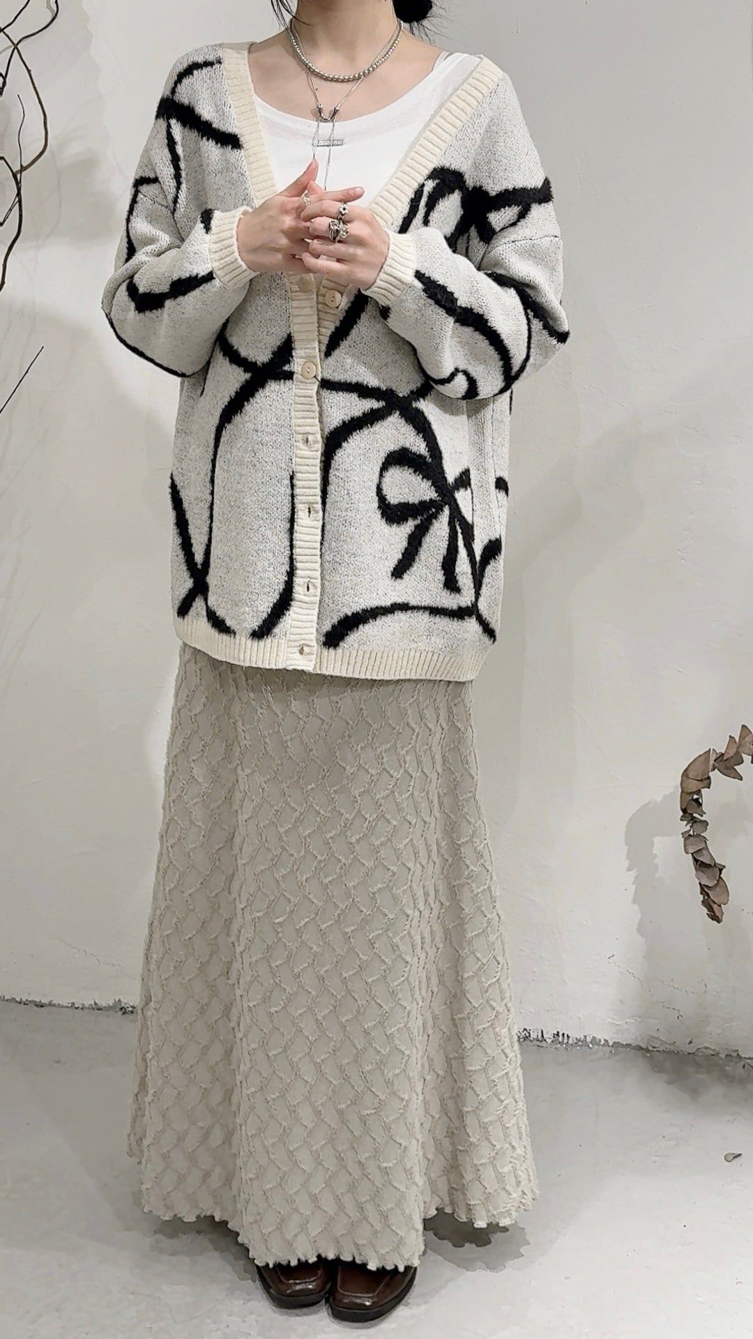 [ 限量現貨！⋆𐙚 ̊ ] Big ribbon cardigan / white