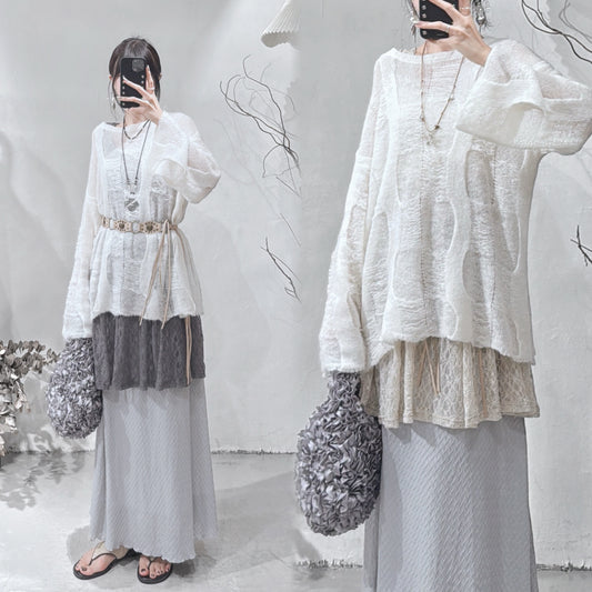 [ 預訂 ⋆.𐙚 ̊ ] [ 大推！超親膚馬海毛 ] Checkered mohair sweater / ivory
