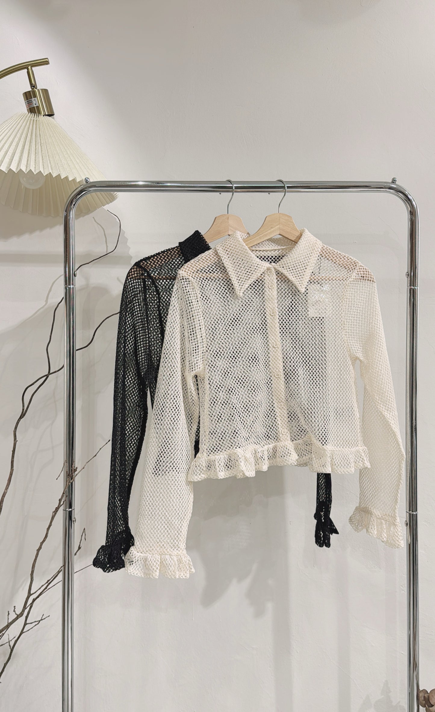 [ 現貨 / 預訂 ˖᯽ ݁˖ ]  Mesh ruffle polo top / 2 colors