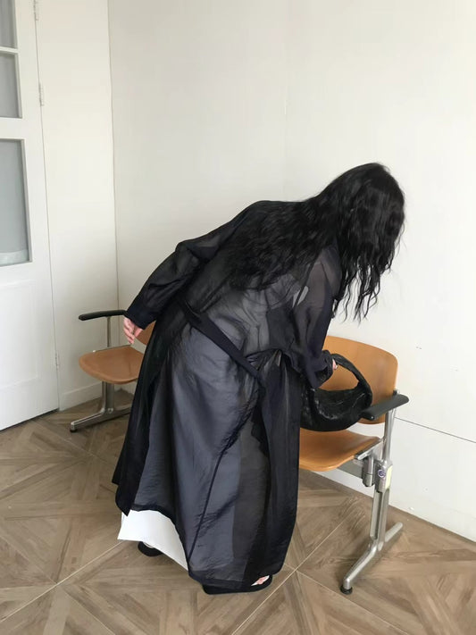 [ 預訂 ] See through trench coat / black