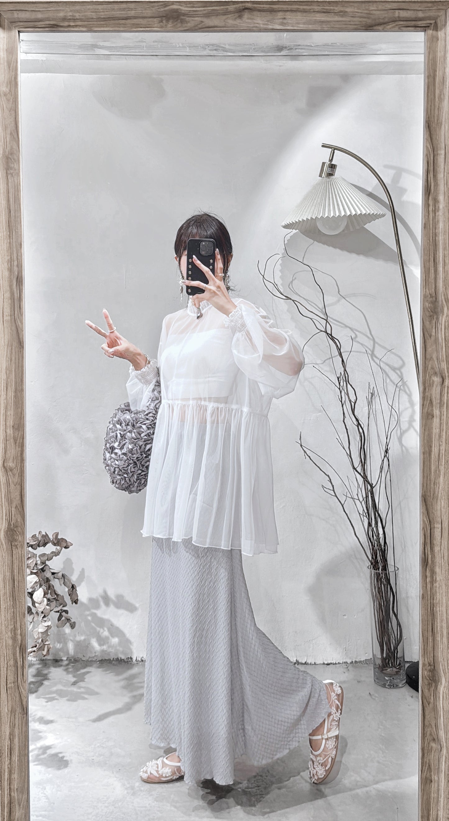 [ 現貨/預訂 ⋆.𐙚 ̊ ] [ 輕身！通透感！] Collared blouse / white