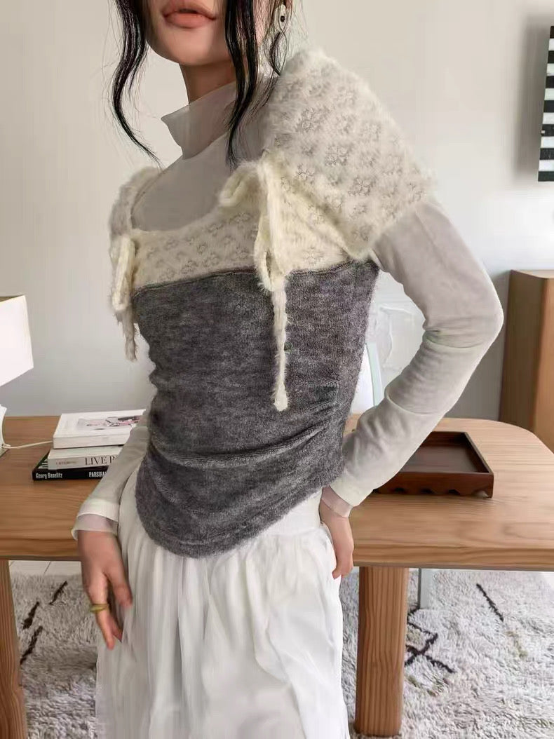 [ 預訂 📷 ༘ ⋆｡ ˚ ] [ my picks! ] lace terry top / 2 colors