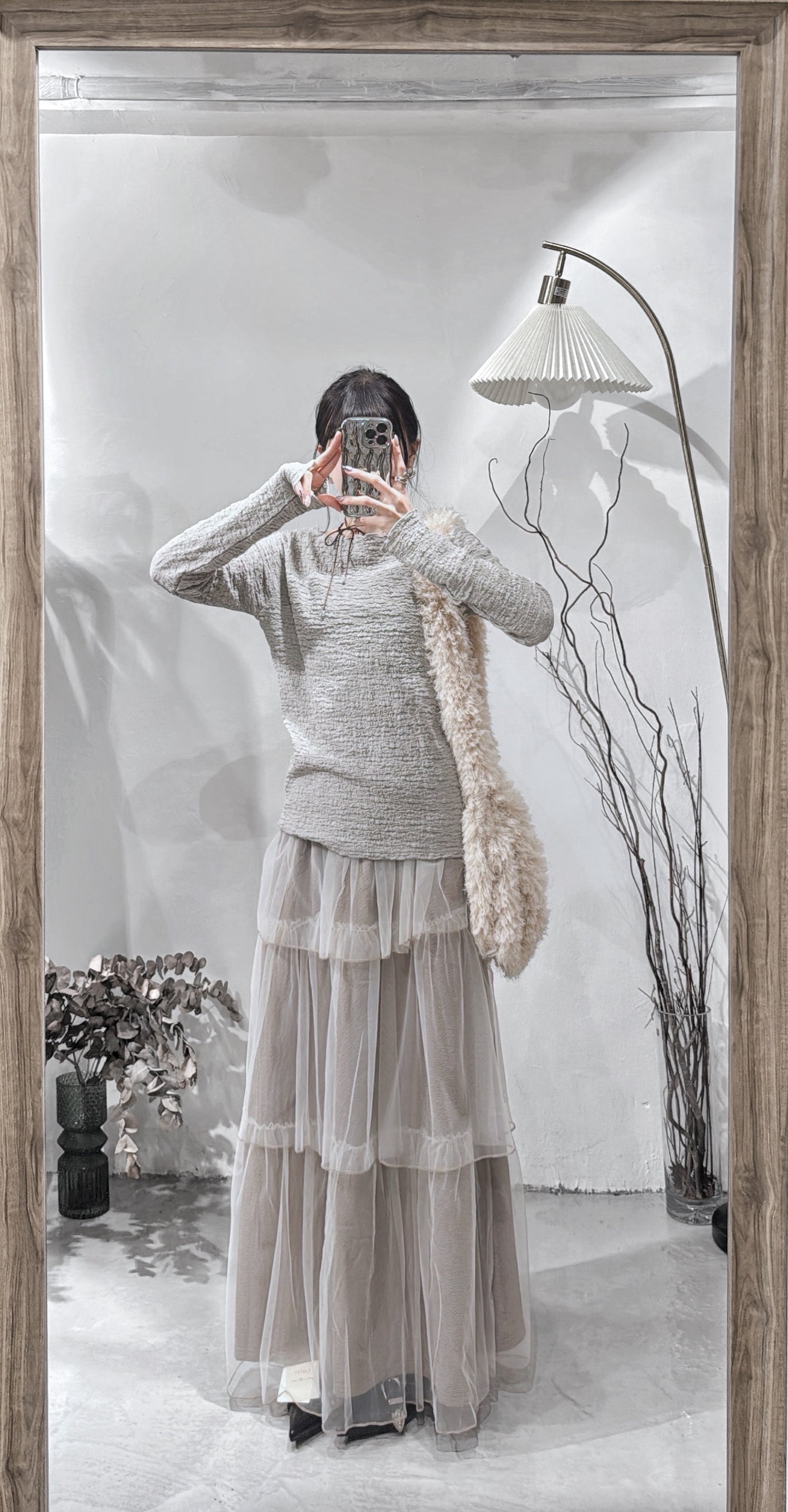 [ 現貨/預訂𐙚⋆˚ ] [ new color! ] [ earth tone 愛好者必入手！] sheer cake skirt / brown