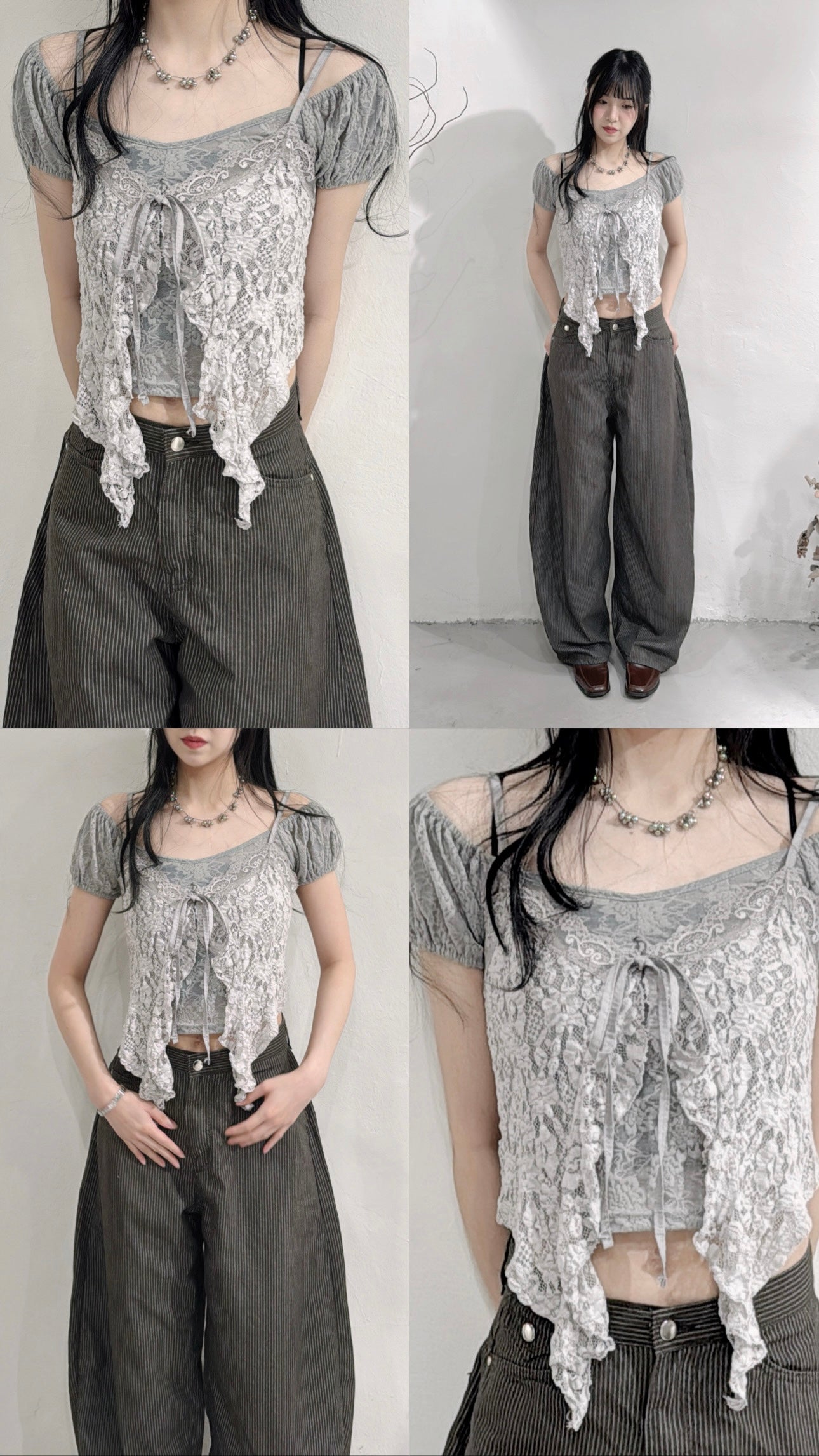 [ 四月 set ˚🎾 ✧.* ] [ 一套兩件 ] top set 0435 •  grey