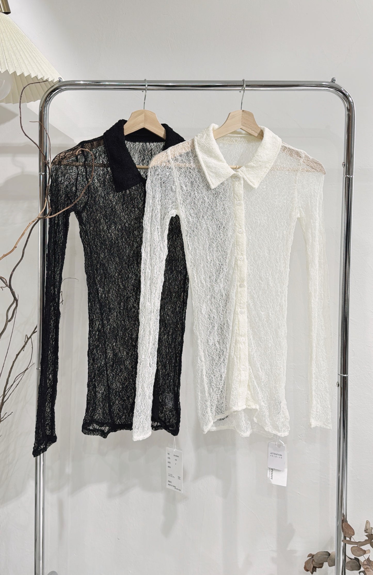 [ 預訂/現貨 📷 ༘ ⋆｡ ˚ ] button-up see through top / 2 colors