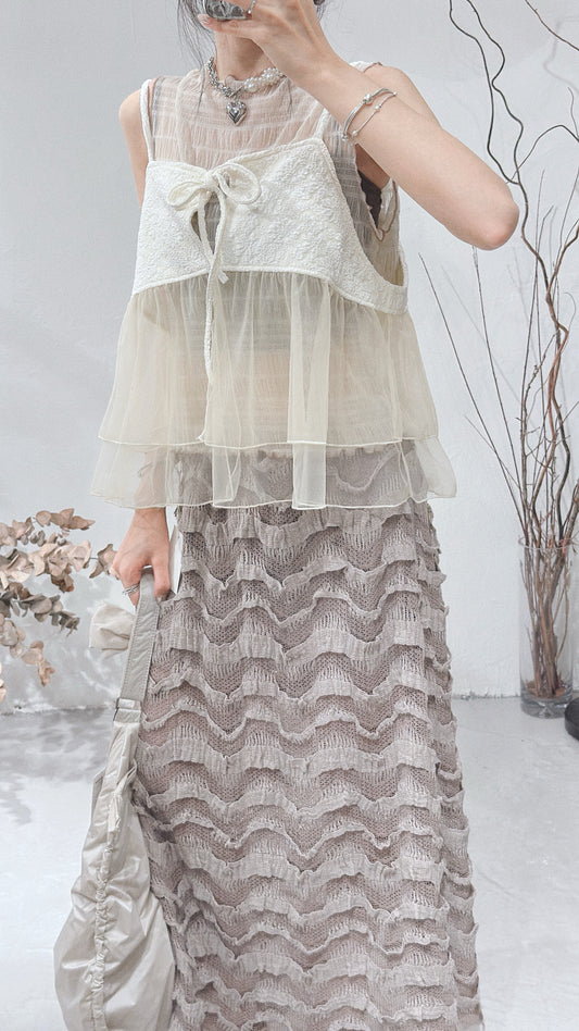 [ 預訂 ⋆ 𐙚 ̊. ] feather wave skirt / 3 colors