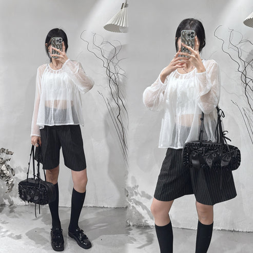 [ 2-ways! 前後可穿💖 ] kiwi blouse / white main image 1