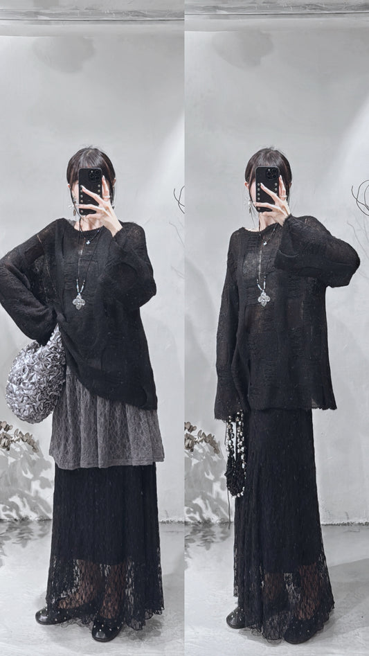 [ 預訂 ⋆.𐙚 ̊ ] [ 大推！超親膚馬海毛 ] Checkered mohair sweater / black