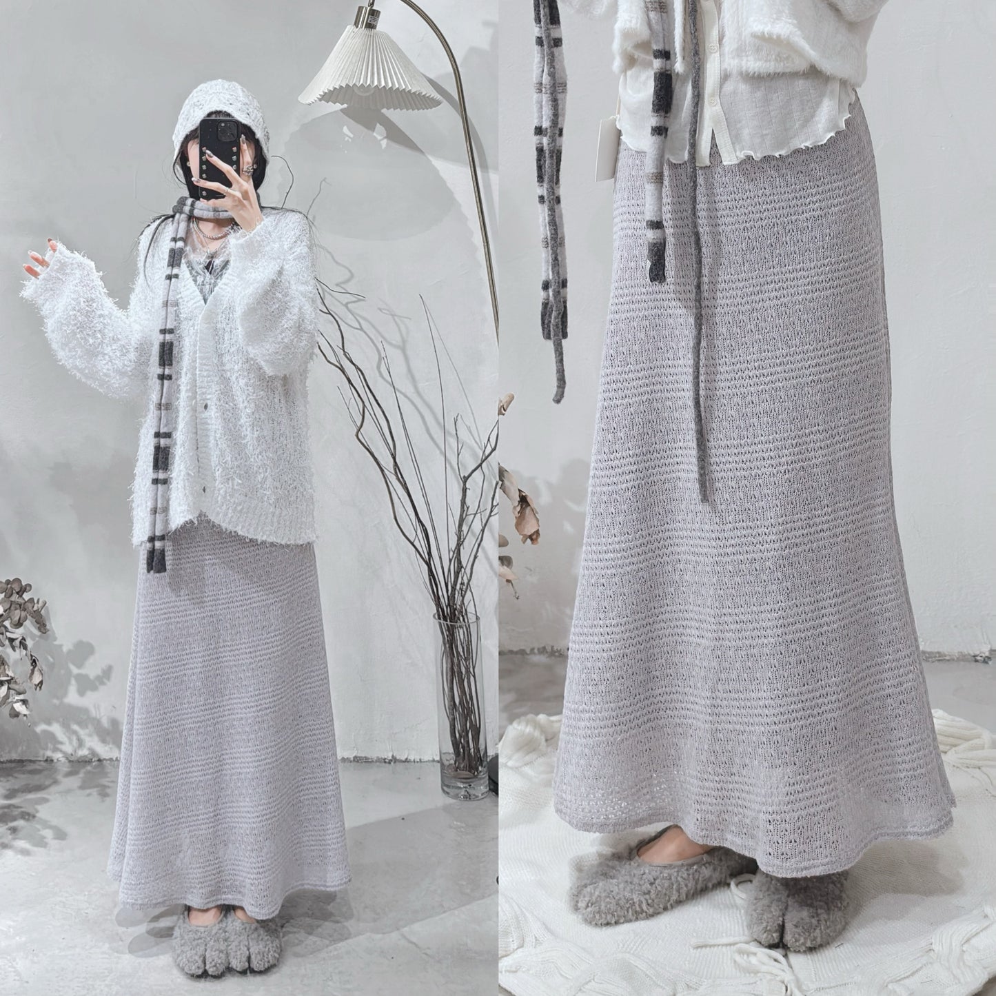 [ 現貨！完售即止 ] [ DDD MADE ˚.🎀༘⋆] knit mermaid skirt / grey