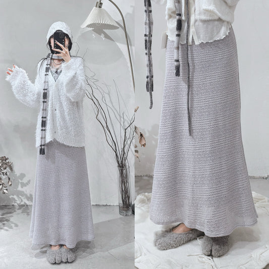 [ 現貨！完售即止 ] [ DDD MADE ˚.🎀༘⋆] knit mermaid skirt / grey