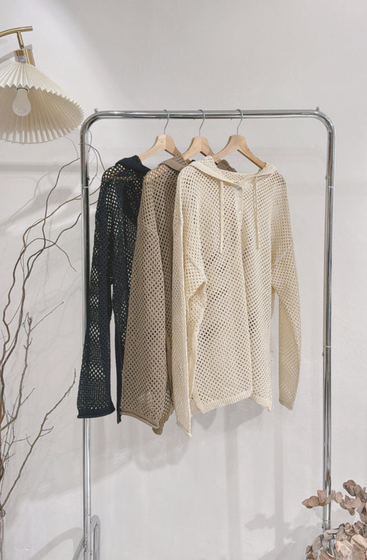 [ 現貨 / 預訂  ༠°◞✭ ゛] mesh hooded top • 3 colors