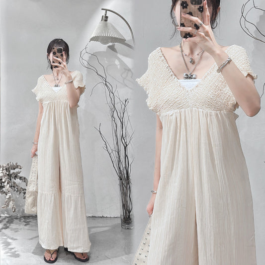 [ 現貨/預訂 𐙚˙⋆.] Frill overall / cream