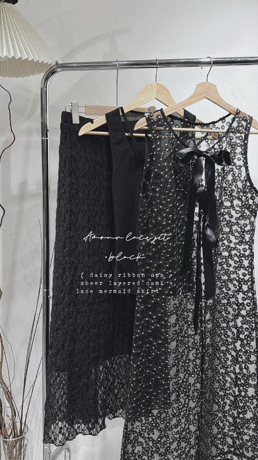 [ 七月限定⋆⭒˚.⋆ ] [ 一套三件 ] amour lace set • black
