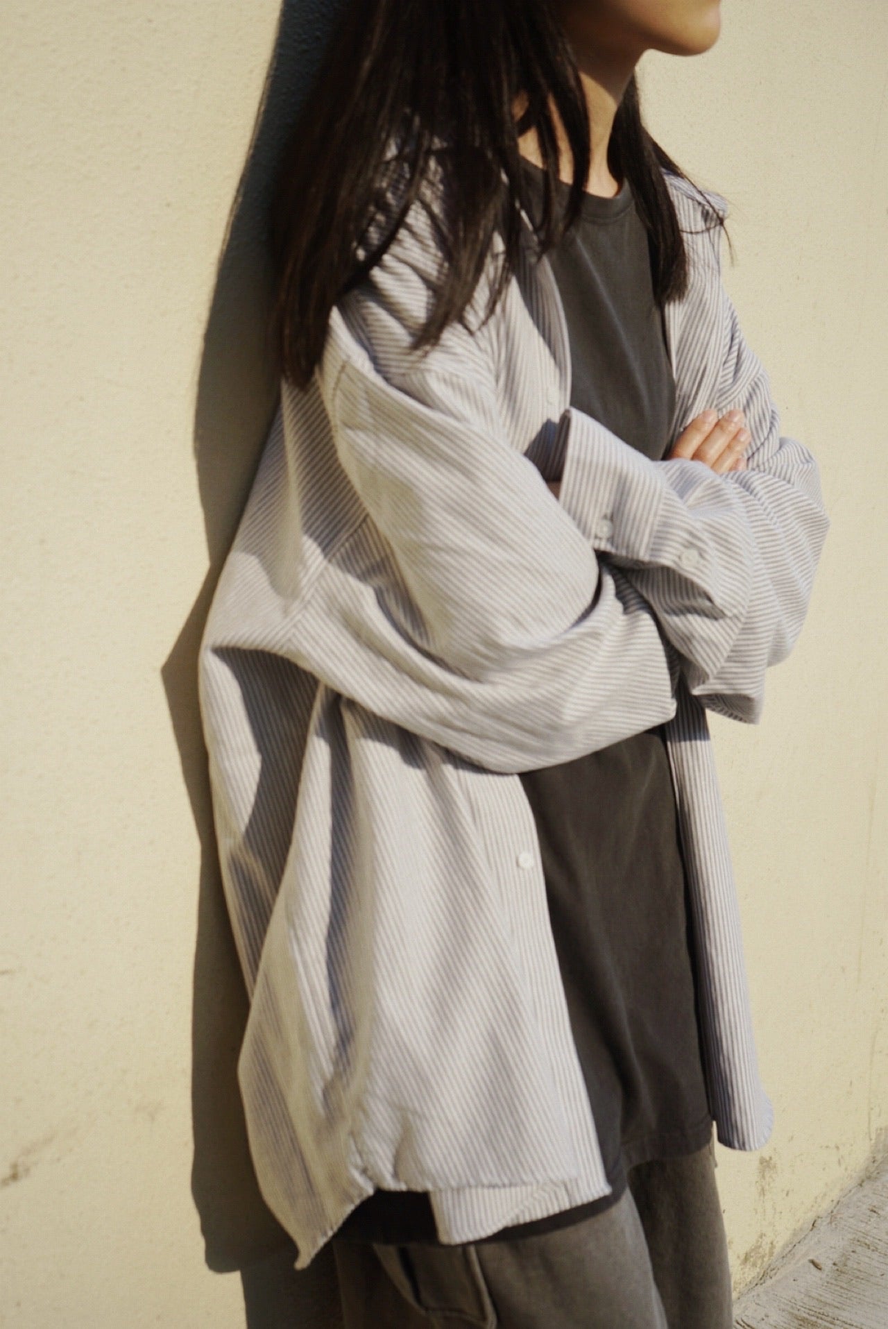 【Basic Items Option !】Oversized Dye Long Sleeve - Grey
