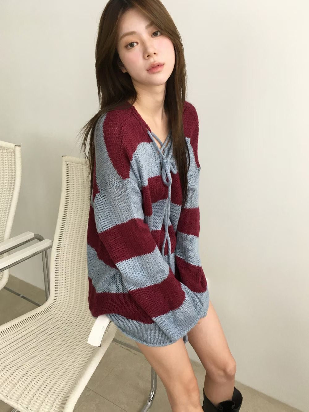 [ 超抵價！早鳥預訂款  📷 ༘ ⋆｡ ˚ ] striped knit top / blue