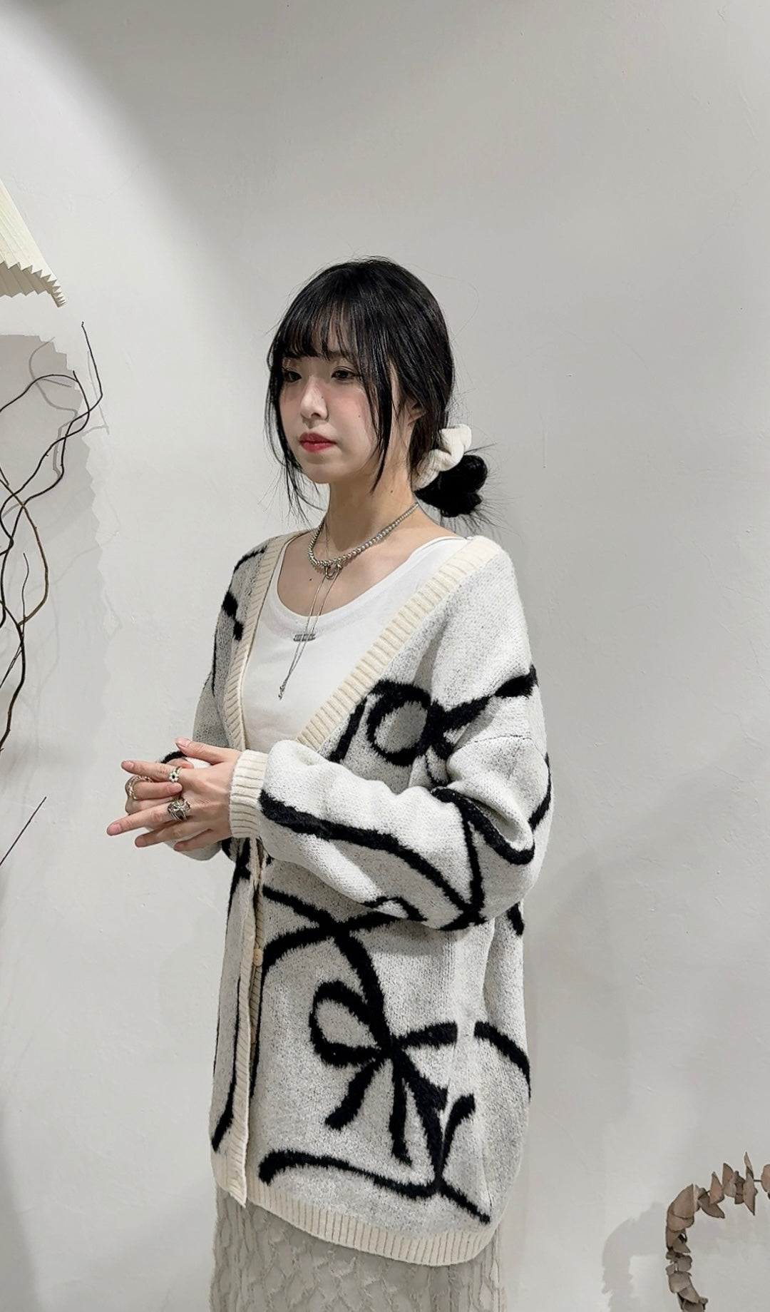 [ 限量現貨！⋆𐙚 ̊ ] Big ribbon cardigan / white