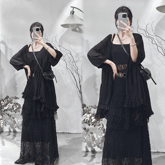 [ ˚.🎀༘⋆ 超高質！ ] checkered ballon sleeve blouse / black
