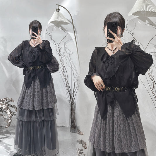 [ 現貨/預訂⋆𐙚 ̊. ] [ 超美的 blosue! ] frilled blouse / black
