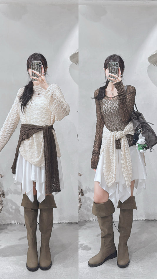 [ 四月 set ˚🎾 ✧.* ] [ 一套三件 ] set 0431 
•  brown