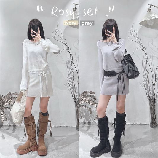 ［   ✮𓂂⋆預訂 ] [ 另送打底褲！］rosy set / 2 colors