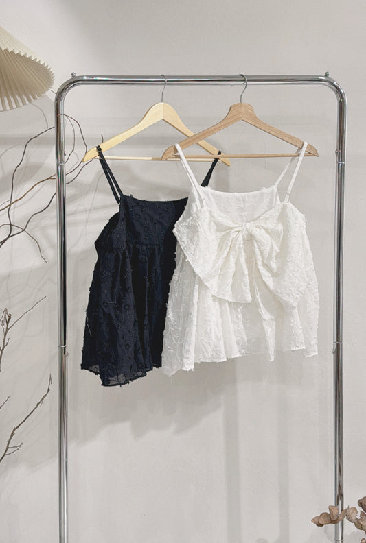 [ 預訂 ༠°◞✭ ゛] [ 前後可著! ] back ribbon cami • 2 colors