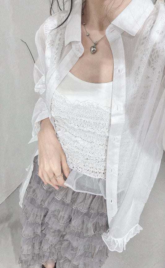 [ 選色困難症！] Candy See through Shirt / white